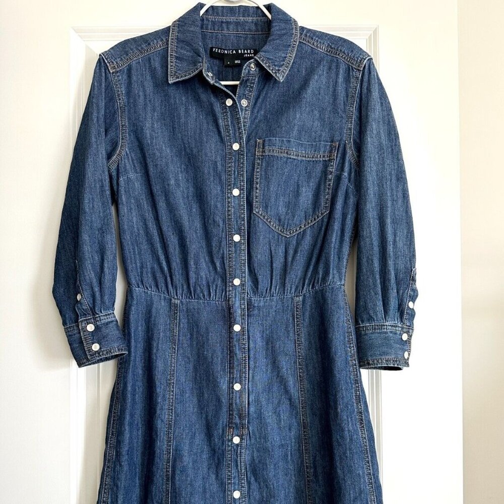 NWT VERONICA BEARD Keston Denim Long Sleeve Mini Dress in Cornflower Size 4